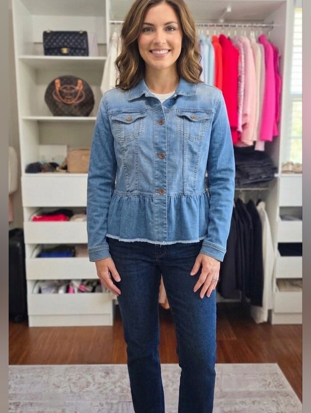 J.Jill Women’s Light Blue Denim Peplum Jacket Size XS Petite